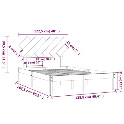 Bed Frame without Mattress Solid Wood Length 200 cm Natural 120 cm