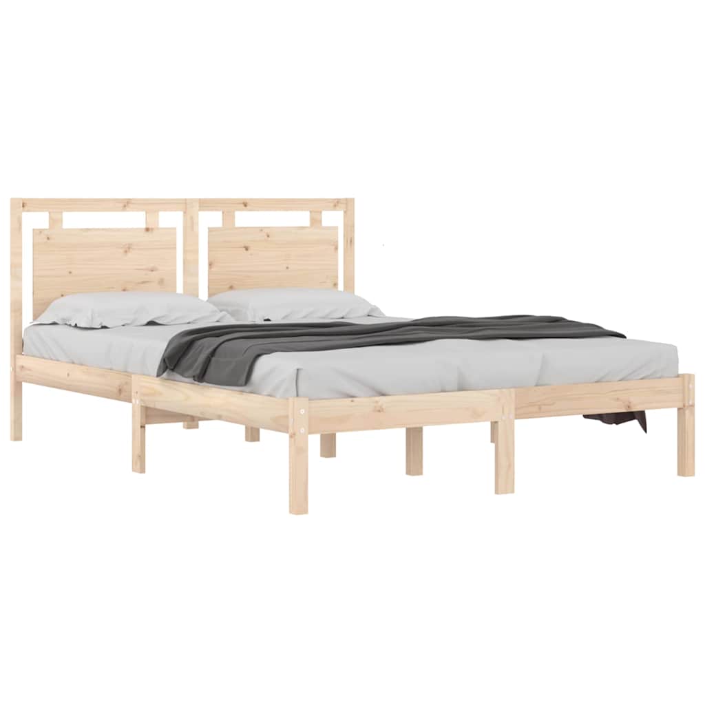Bed Frame without Mattress Solid Wood Length 200 cm Natural 120 cm