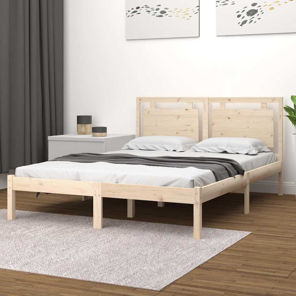 Bed Frame without Mattress Solid Wood Length 200 cm Natural 120 cm