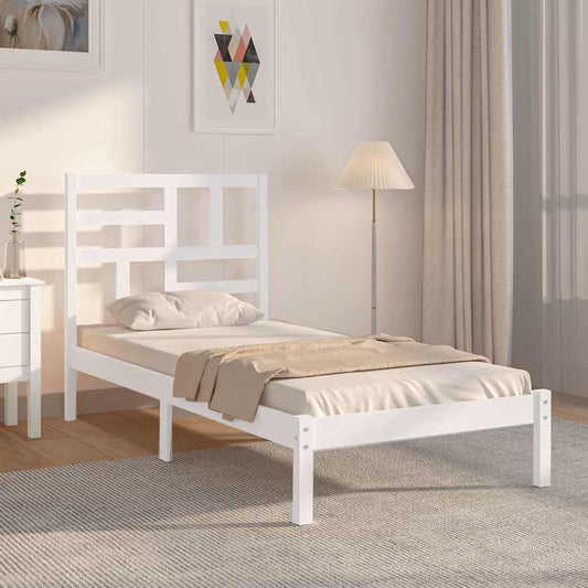 Bed Frame without Mattress Solid Wood Length 200 cm White 90 cm