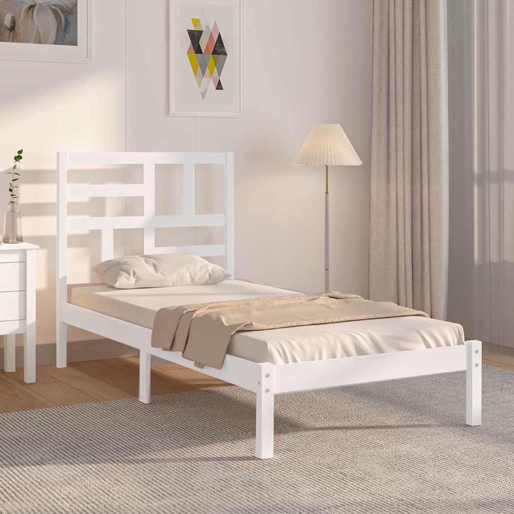 Bed Frame without Mattress Solid Wood Length 200 cm White 100 cm