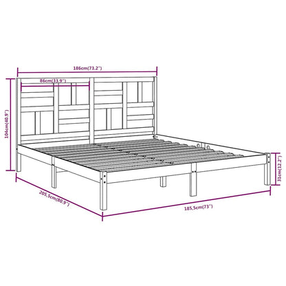 Bed Frame without Mattress Solid Wood Length 200 cm White 180 cm