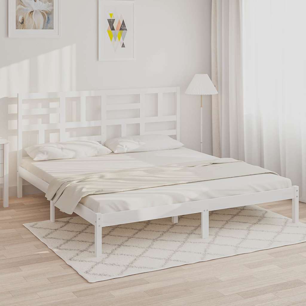 Bed Frame without Mattress Solid Wood Length 200 cm White 200 cm