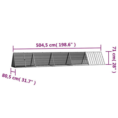 vidaXL Rabbit Cage Anthracite 504.5x80.5x71 cm Galvanised Steel 6