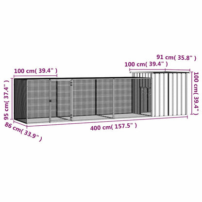 vidaXL Chicken Cage Grey 400x91x100 cm Galvanised Steel 5
