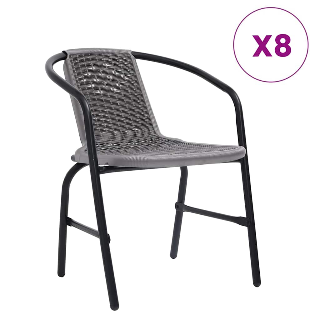 vidaXL Garden Chairs 8 pcs Plastic Rattan and Steel 110 kg 2