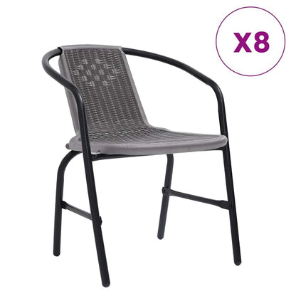 vidaXL Garden Chairs 8 pcs Plastic Rattan and Steel 110 kg 2
