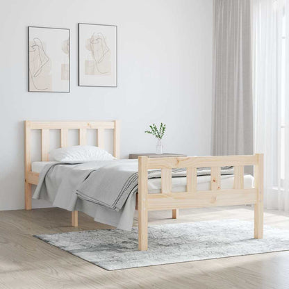 Bed Frame without Mattress Solid Wood Natural 90 cm 190 cm