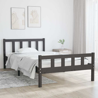 Bed Frame without Mattress Solid Wood Grey 100 cm 200 cm