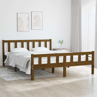 Bed Frame without Mattress Solid Wood Honey brown 120 cm 200 cm