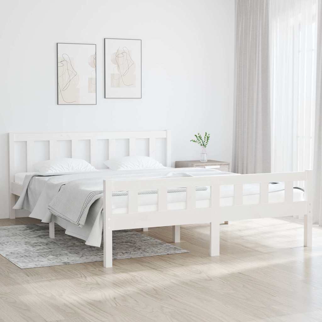 Bed Frame without Mattress Solid Wood White 150 cm 200 cm