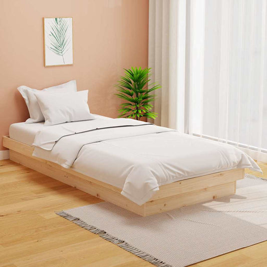 Bed Frame without Mattress Solid Wood Length 200 cm Natural 90 cm