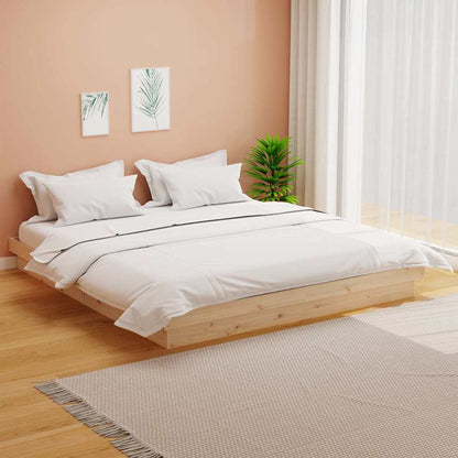Bed Frame without Mattress Solid Wood Length 200 cm Natural 160 cm