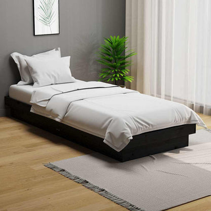 Bed Frame without Mattress Solid Wood Double Length 190 cm Black 75 cm