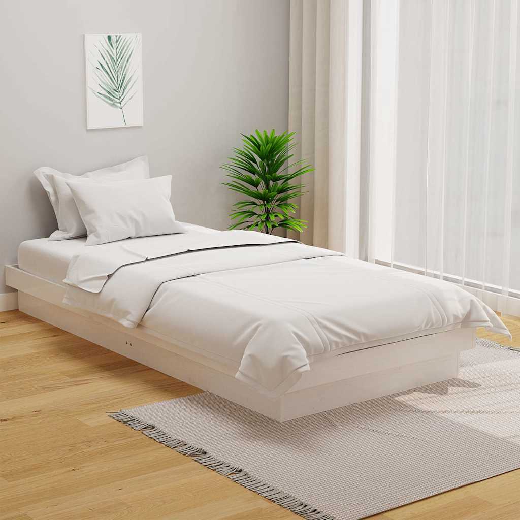 Bed Frame without Mattress Solid Wood Double Length 190 cm White 90 cm