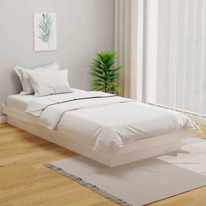 Bed Frame without Mattress Solid Wood Double Length 190 cm White 90 cm