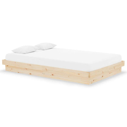 Bed Frame without Mattress Solid Wood Double Length 190 cm Natural 120 cm