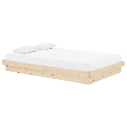 Bed Frame without Mattress Solid Wood Double Length 190 cm Natural 120 cm