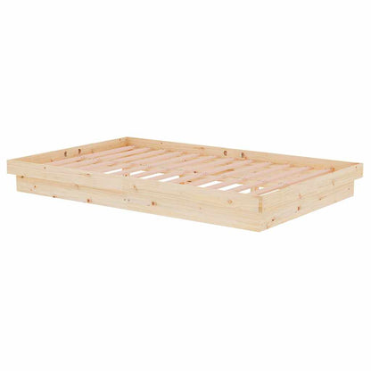 Bed Frame without Mattress Solid Wood Double Length 190 cm Natural 120 cm
