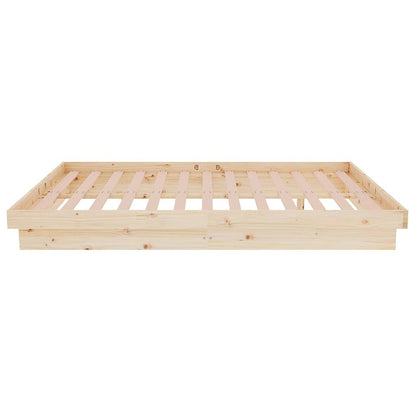 Bed Frame without Mattress Solid Wood Double Length 190 cm Natural 120 cm