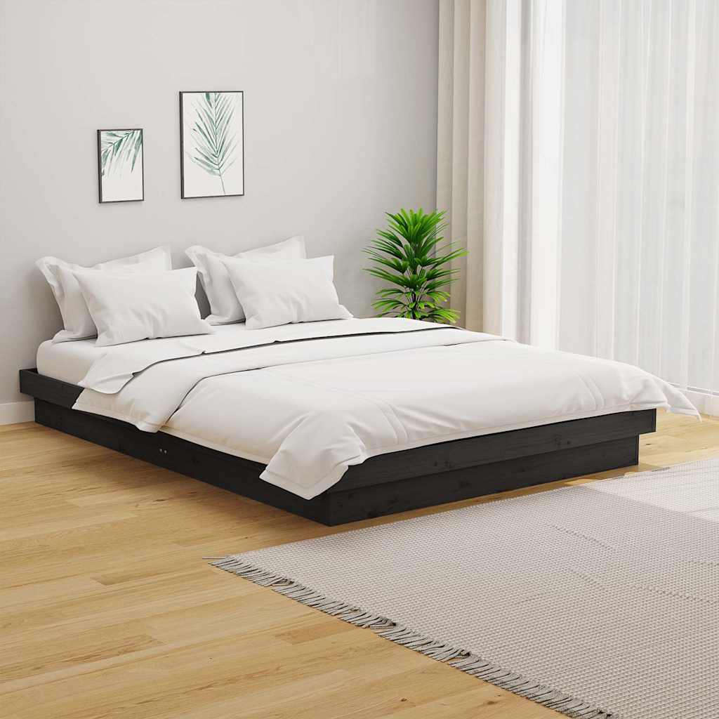 Bed Frame without Mattress Solid Wood Double Length 190 cm Grey 135 cm