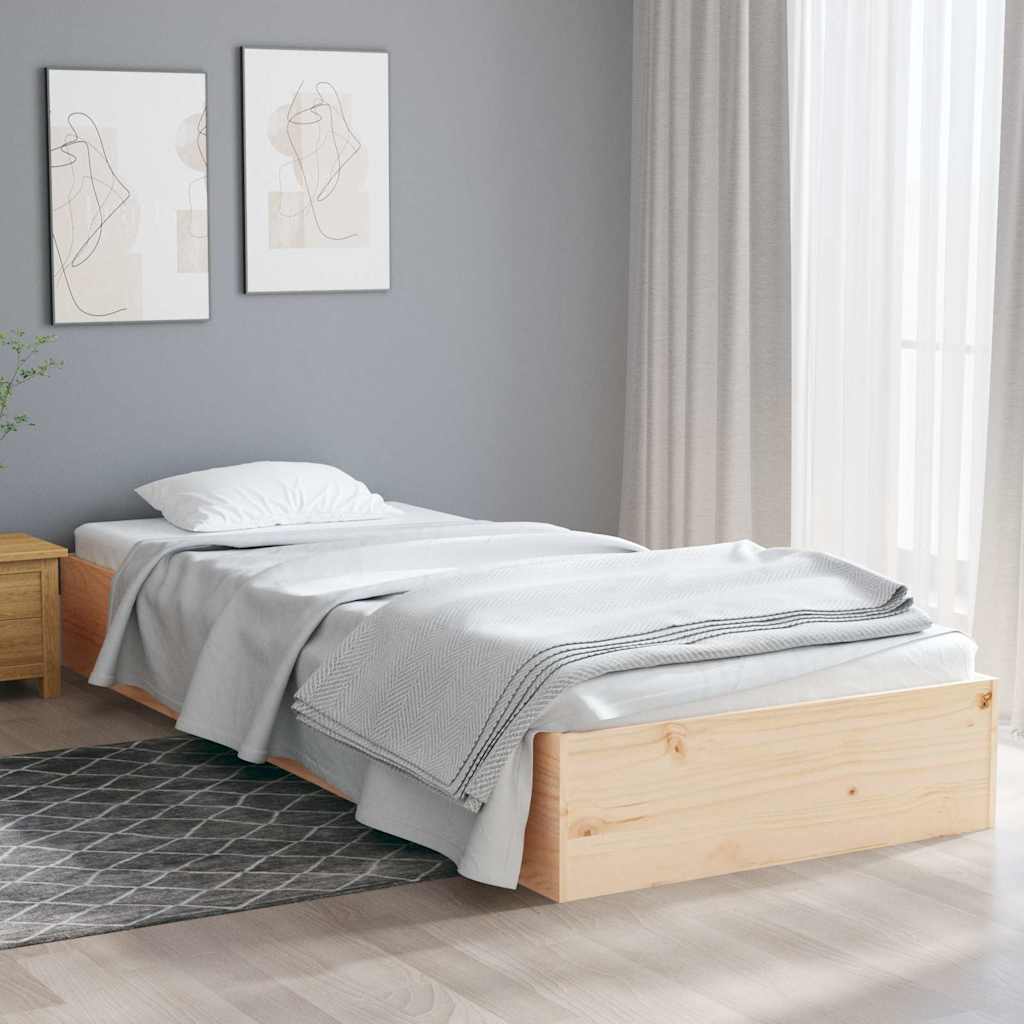 Bed Frame without Mattress Solid Wood Length 190 cm Natural 90 cm