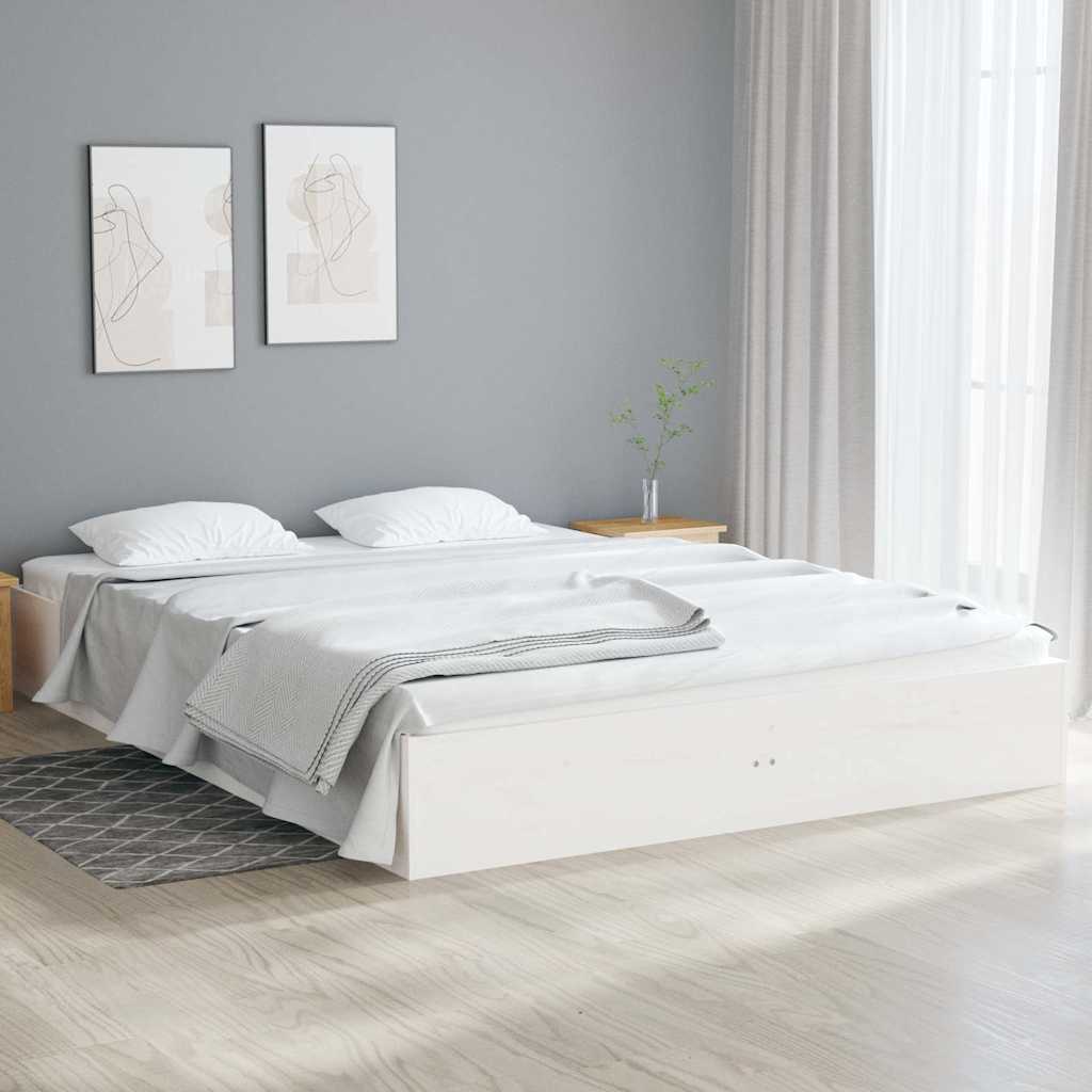 Bed Frame without Mattress Solid Wood Length 190 cm White 120 cm