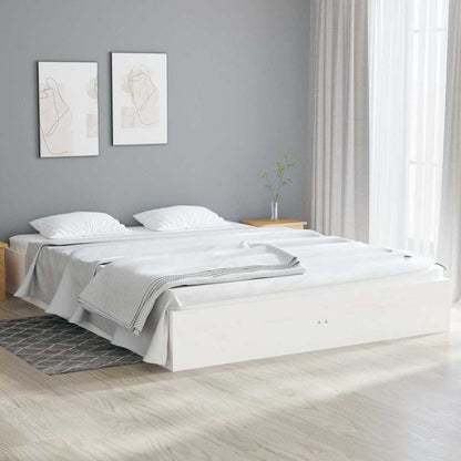 Bed Frame without Mattress Solid Wood Length 190 cm White 135 cm