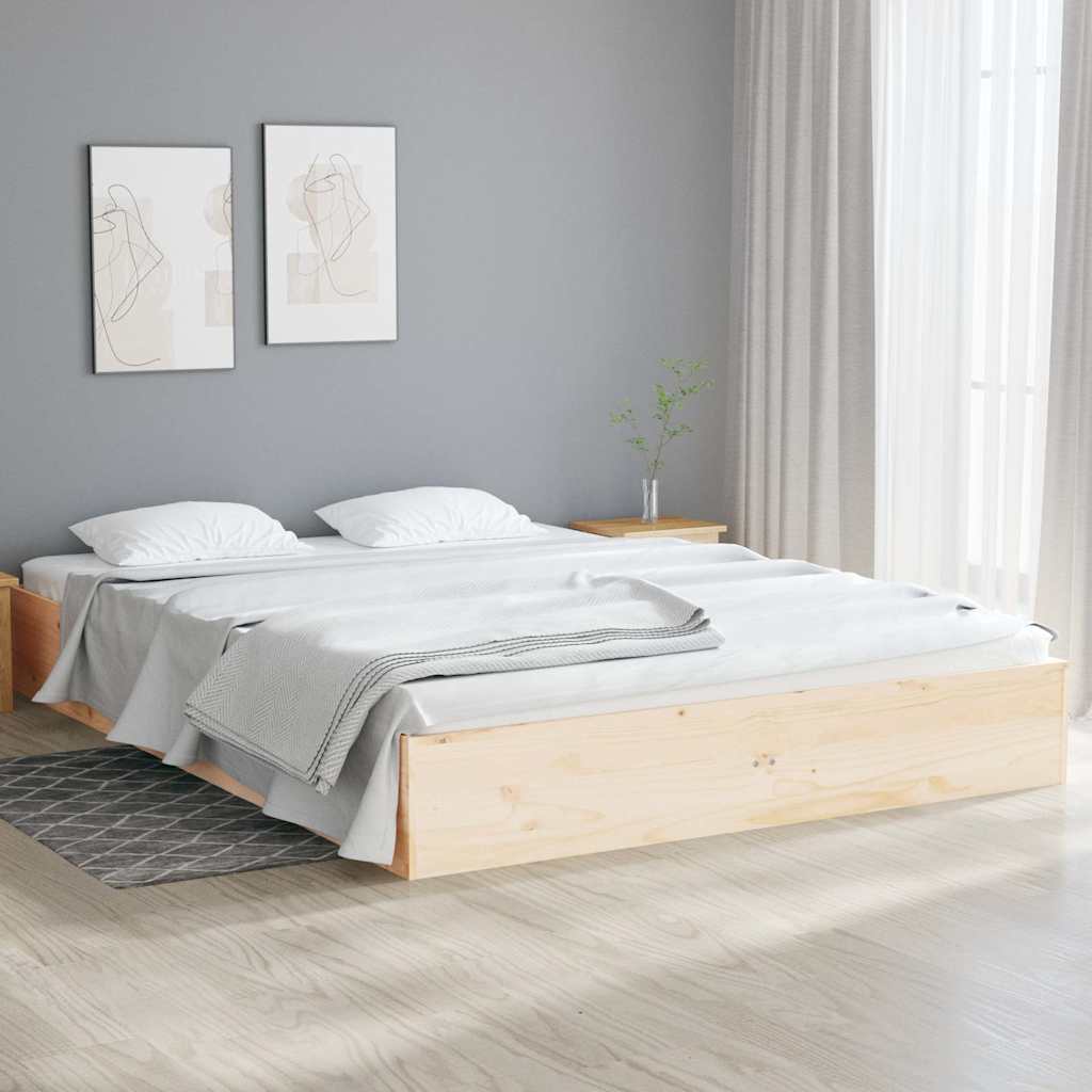 Bed Frame without Mattress Solid Wood Length 190 cm Natural 140 cm