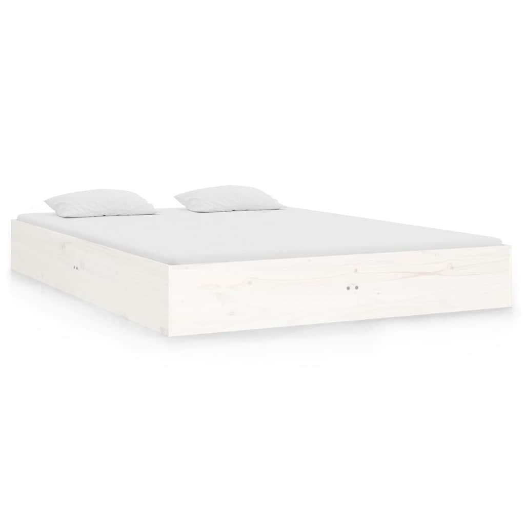 Bed Frame without Mattress Solid Wood Length 190 cm White 140 cm