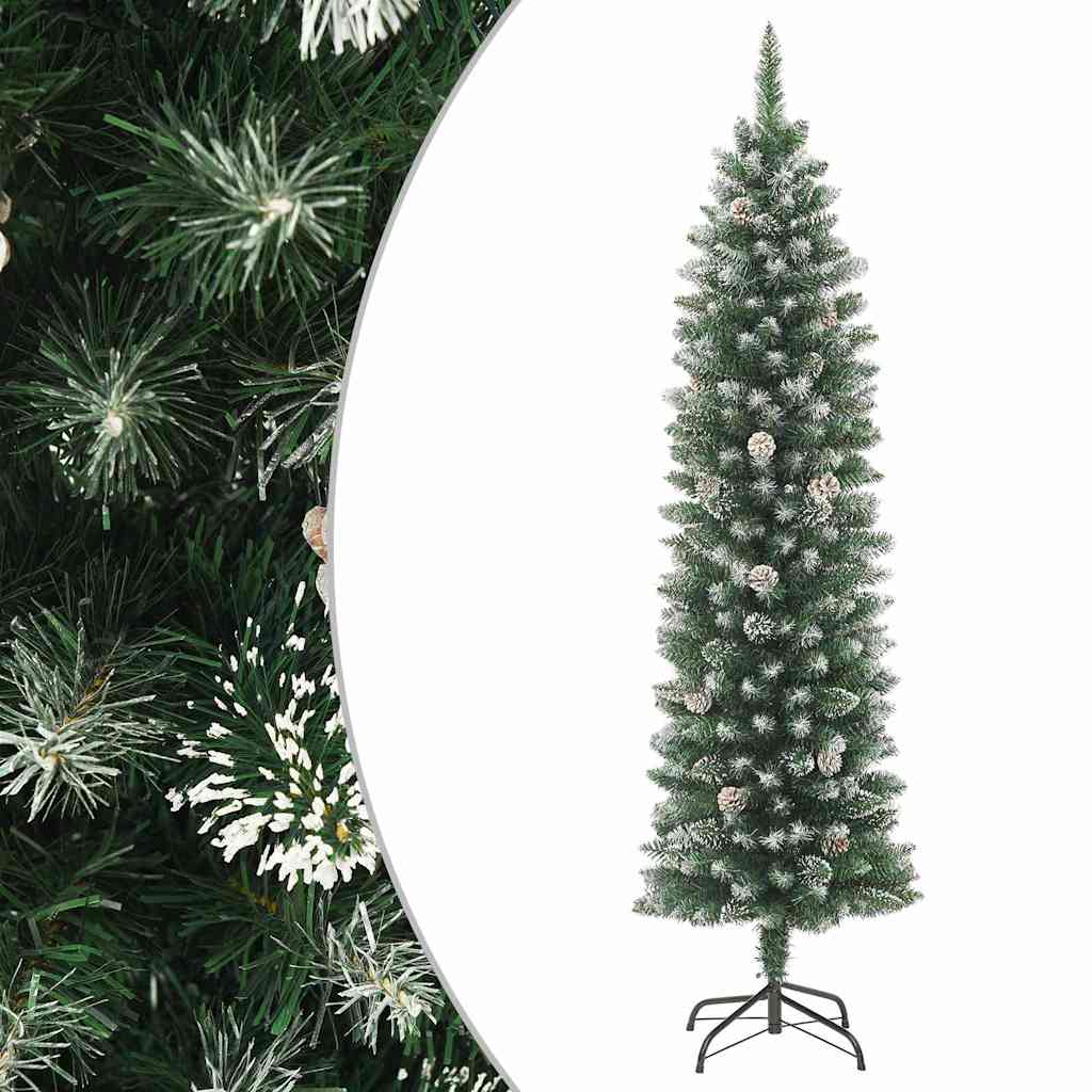 Artificial Slim Christmas Tree Green and White 210 cm Without led
