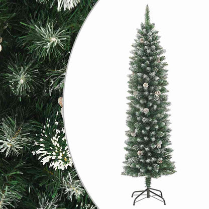 Artificial Slim Christmas Tree Green and White 210 cm Without led