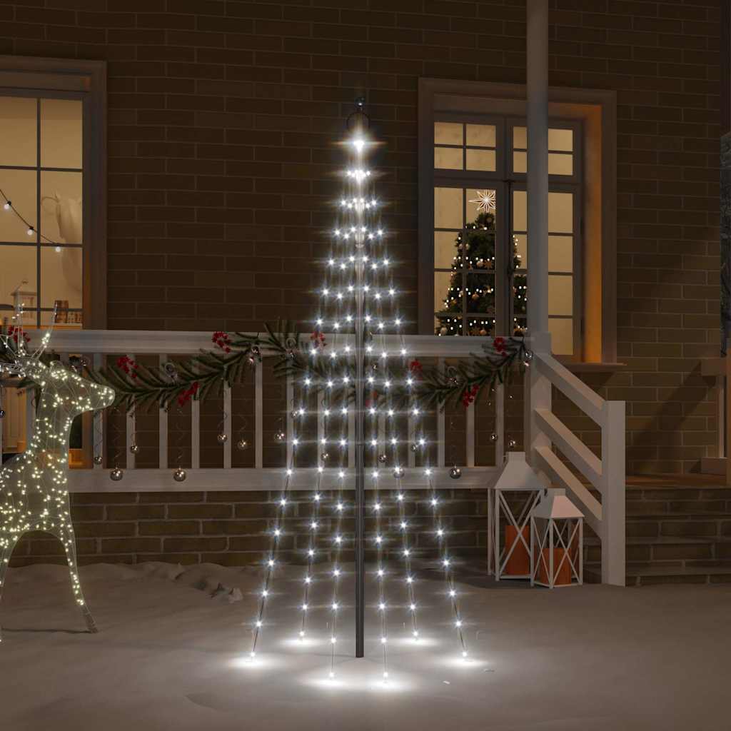 Christmas Tree on Flagpole 108 LEDs 180 cm Straight Shaped LED Lights Cold white 180 cm 70 cm