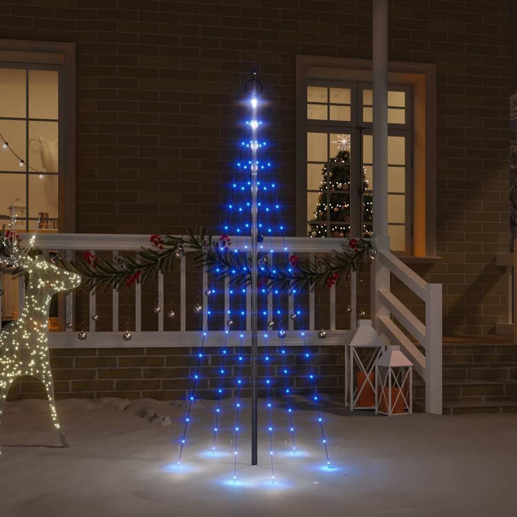 Christmas Tree on Flagpole 108 LEDs 180 cm Straight Shaped LED Lights Blue 180 cm 70 cm