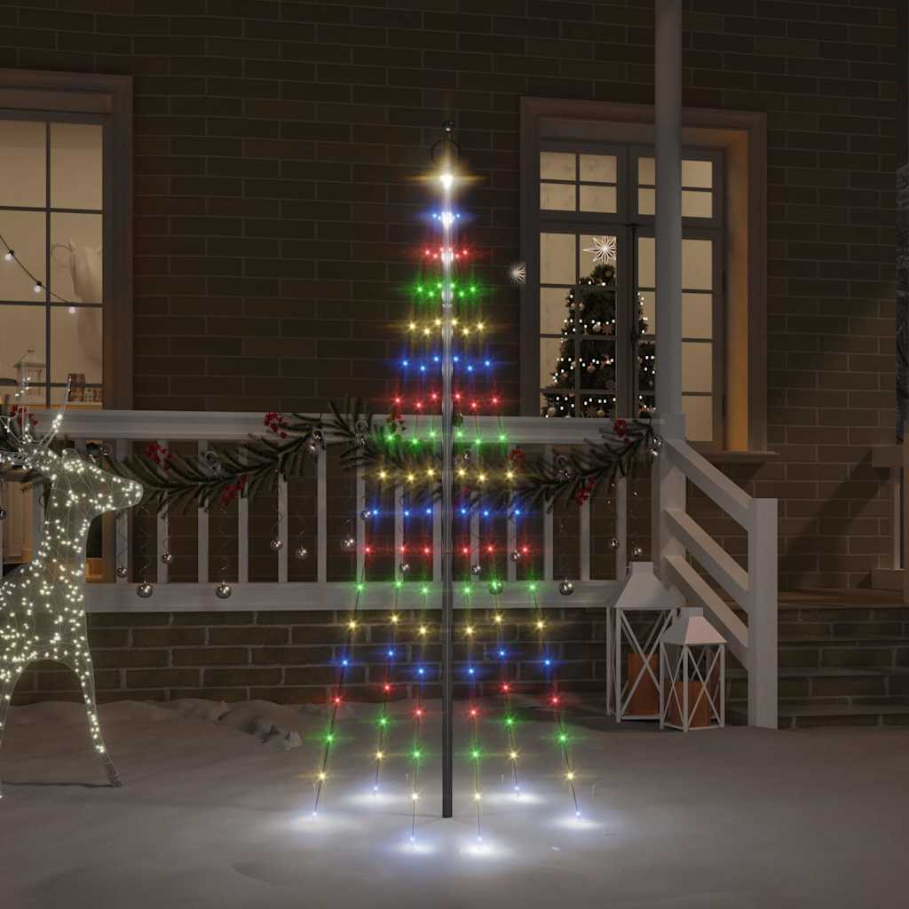Christmas Tree on Flagpole 108 LEDs 180 cm Straight Shaped LED Lights Multicolour 180 cm 70 cm