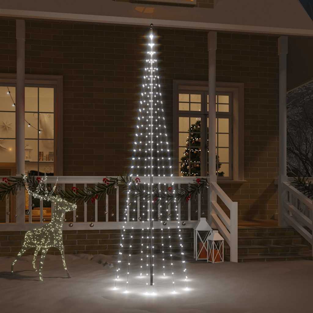 343523 vidaXL Christmas Tree on Flagpole Cold white 310 LEDs 300 cm 1