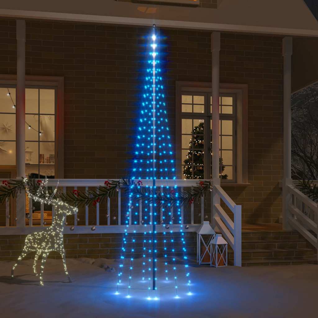 Christmas Tree on Flagpole 108 LEDs 180 cm Straight Shaped LED Lights Blue 300 cm 100 cm