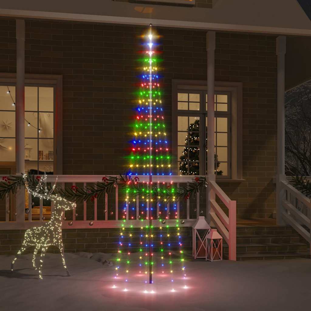 Christmas Tree on Flagpole 108 LEDs 180 cm Straight Shaped LED Lights Multicolour 300 cm 100 cm