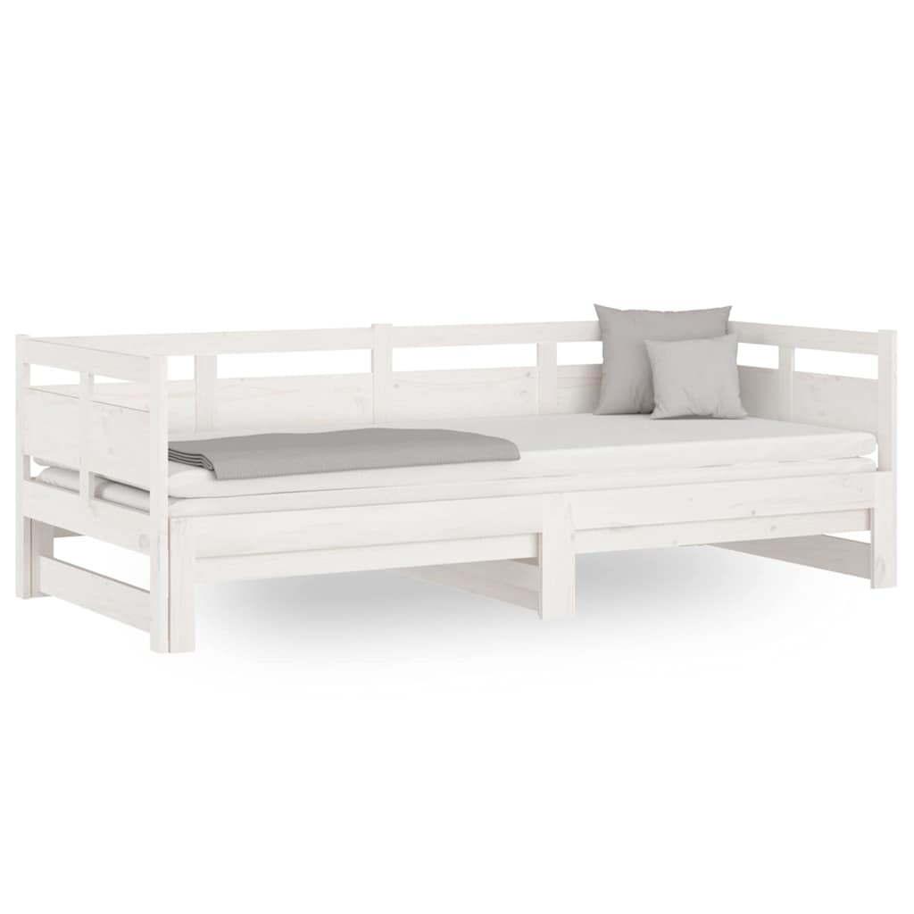 vidaXL Pull-out Day Bed without Mattress White 2x(90x200) cm 2