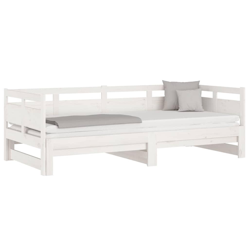 vidaXL Pull-out Day Bed without Mattress White 2x(90x200) cm 3