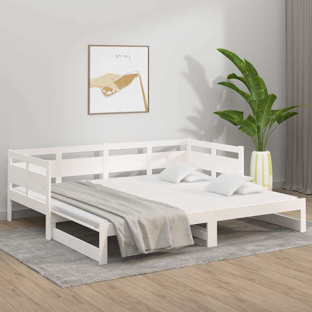 vidaXL Pull-out Day Bed without Mattress White 2x(90x200) cm 4