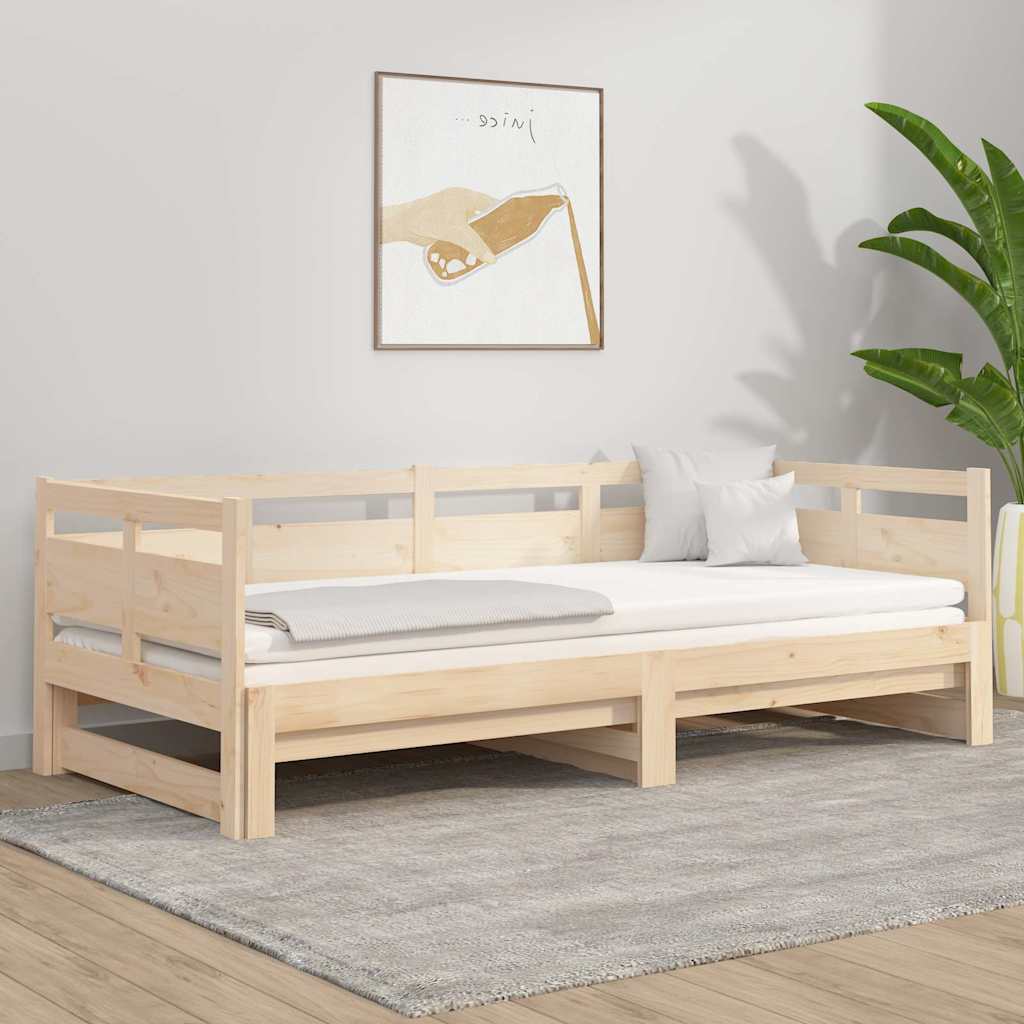 vidaXL Pull-out Day Bed without Mattress Solid Wood Pine 2x(80x200) cm 1