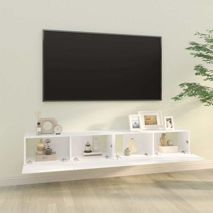 2 Piece Wall-mounted TV Cabinet Set 100x30x30 cm Engineered Wood White