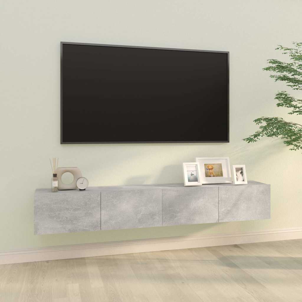 2 Piece Wall-mounted TV Cabinet Set 100x30x30 cm Engineered Wood Concrete grey