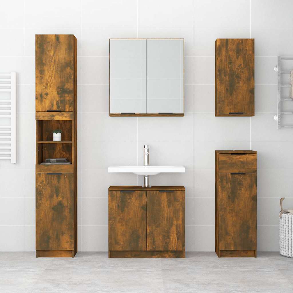 Bathroom Mirror Cabinet 64x20x67 cm Smoked oak
