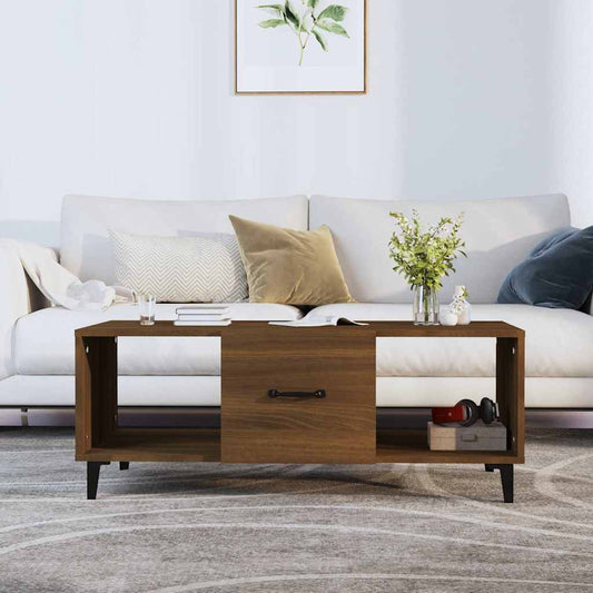Coffee Table 102x50x40 cm Engineered Wood Brown oak