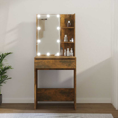 Dressing Table with LED 60x40x140 cm Smoked oak