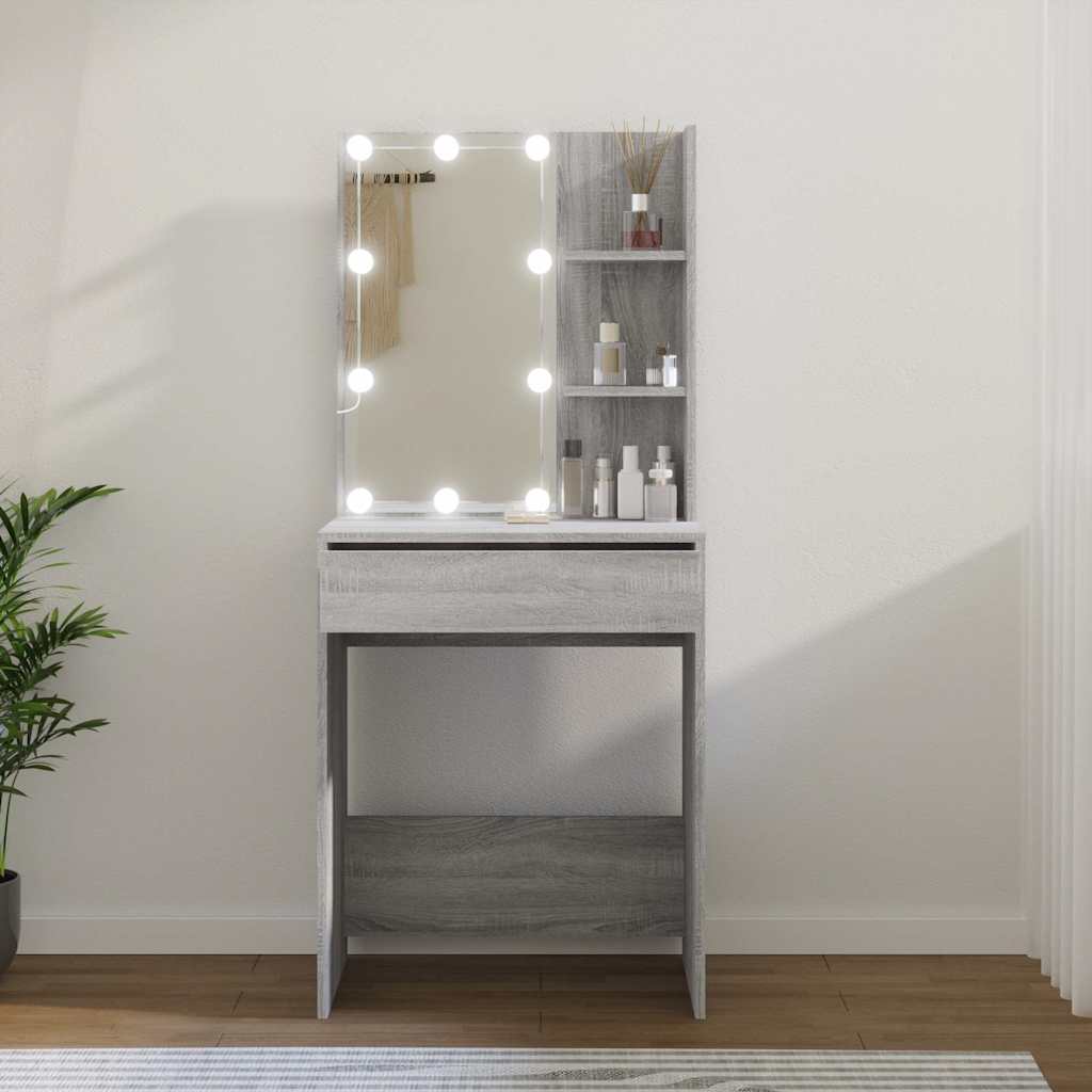 Dressing Table with LED 60x40x140 cm Grey sonoma