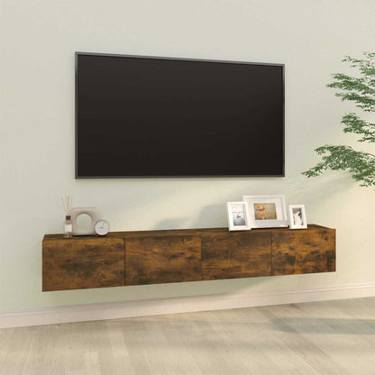 2 Piece Wall-mounted TV Cabinet Set 100x30x30 cm Engineered Wood Smoked oak