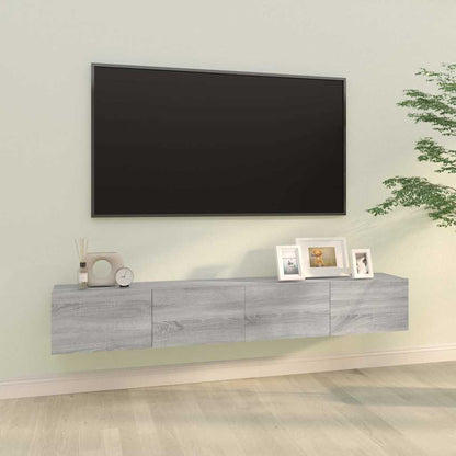 2 Piece Wall-mounted TV Cabinet Set 100x30x30 cm Engineered Wood Grey sonoma